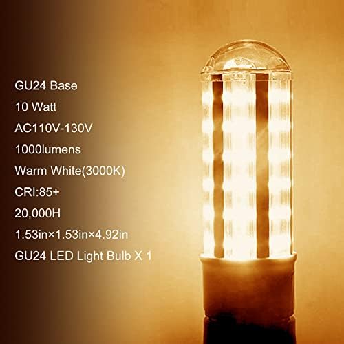 BQHY Gu24 LED Светилки, А19 LED Сијалица, 10W, 1000 Лумени, 3000k Топло Бело, 360 Степен Зрак Агол, Пресврт И Заклучување GU24 Пински База