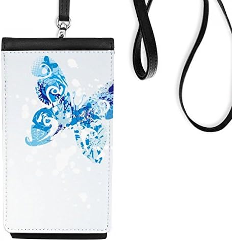 Animalивотно небо сина пеперутка треперејќи графити телефонски паричник чанта што виси мобилна торбичка црн џеб