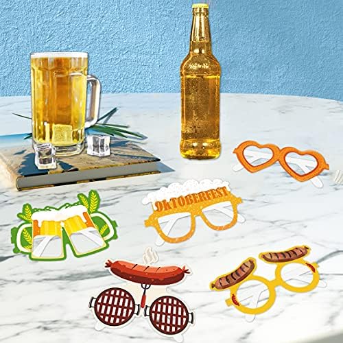 12 парчиња Октоберфест Фото штанд со реквизити за очила за очила за забава Октоберфест