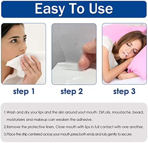 60 парчиња лента за уста за намалување на 'рчењето подобрено спиење