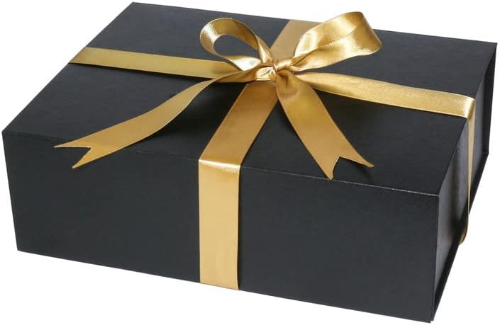 Црна Кутија За Подароци ЈИНУОЈУЏИЈА Со Капак, 10,5 х 8, 3х3, 5 Инчи Магнетна Кутија За Подароци со Лента.Идеална Кутија За Подароци