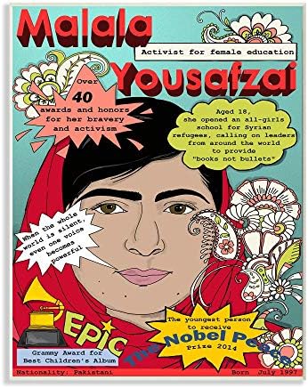 Ступел Индустрии Женски Лидери Факти Малала Глобален Активист Дизајн На Икони, Дизајниран Од Сангита Бачелет Арт, 13 х 19, Ѕидна