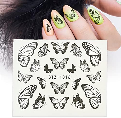 30 типови/поставени инс стил на нокти Астикер француско мастило акварело за декорации за нокти на пеперутка