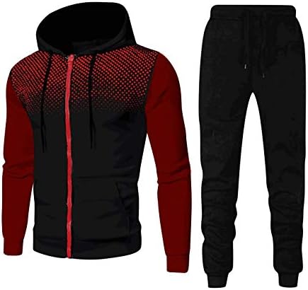 Baskuwish Mens Tracksuit 2 Piection Blood Blood Blood Active Wear Cashing Suits Active Pullover со панталони облека со џеб
