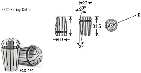 Алатка Амана - 4PC ER20 Spring Collet Collet, индустриско одделение