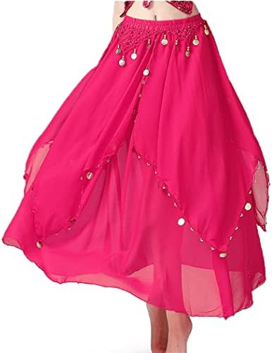 Twinklede Women Belly Dance Scirds Chiffon Swing Scing Scirt со Cion Indian Dance Costume за жени