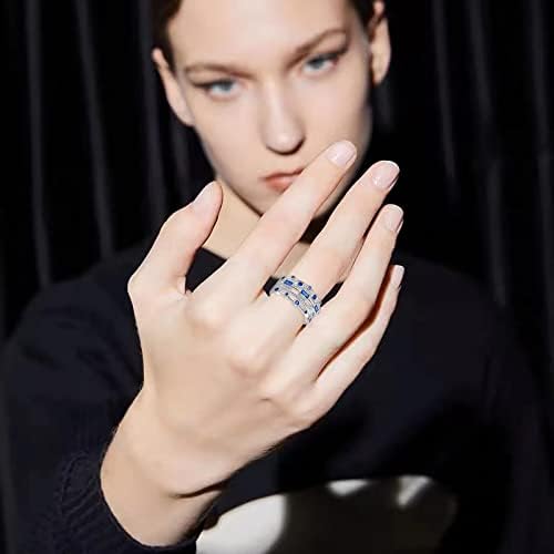 Покажувач прстен со прсти повеќеслојни зелени скапоцени камења дијамантски прстен моден женски прстен за ден на вineубените, едноставен