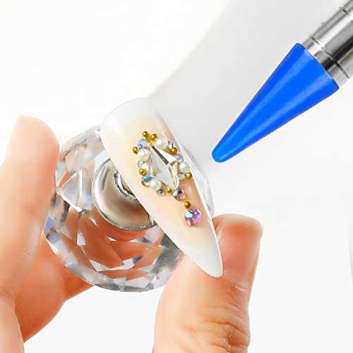 Yzzseven ергономски дизајн рака свртен смола восок врв покажувајќи пенкало за нокти со 1440 парчиња кристали стакло ab rhinestones