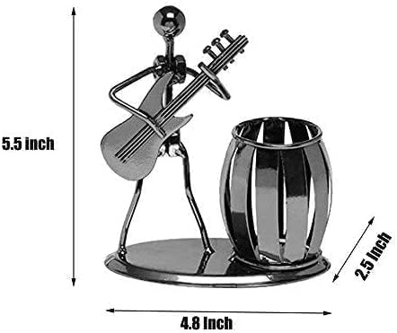 Држач за пенкало за молив за гитара, Декоративна Чаша За Држач За Пенкало За Метално Биро Со Дизајн На Рокер и Гитара, Држач За