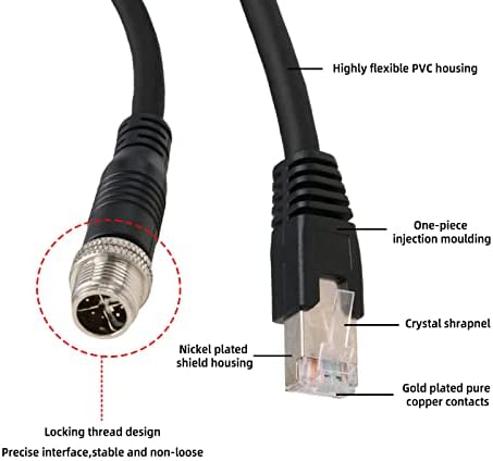 SZRMCC M12 X CODE 8 ПИН ПИН МОНСКИ ПРАВО Агол до RJ45 Ethernet CABLE CAT 6 Водоотпорен конектор Електричен мрежен кабел за сензор