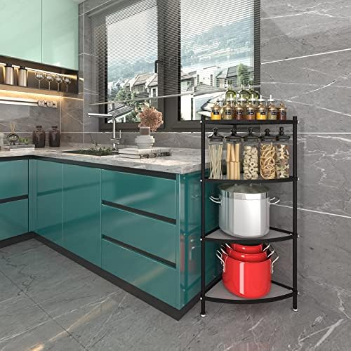 E & F зграда кујна аголна полица, агол саксија за садови што стои со 6-ниво прилагодлива црна, голема кујна аголна решетка за садови и организатор