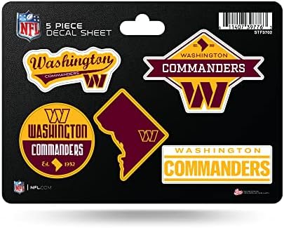 Rico Industries NFL Washington Commanders 5-PC налепница 5 пакет декларална лист 6 x .25