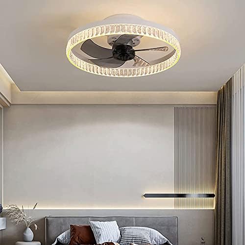 Mxysp LED 30W Невидливиот не -тавански вентилатор со низок профил на таванот 3 бои 6 Брзина LED тивко вентилатор лупели од спална соба тавани