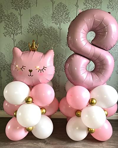 Голем 22 Инчен Розова Мачка Балони Фолија Хелиум Симпатична Круна Мачка Во Облик На Мачка Животински Балони За Девојки Маче Маче