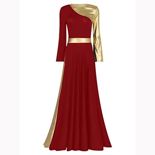 SJYDQ танцов фустан моден долг ракав металик пејачи обожавање костум лирска фаза перформанси танцувачка облека