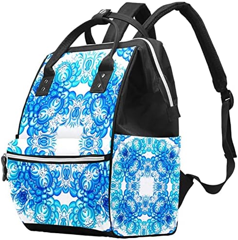 Пакет за патувања во Геротхр, торба за пелена, торби за пелена на ранец, сина цветна гарландска уметност шема
