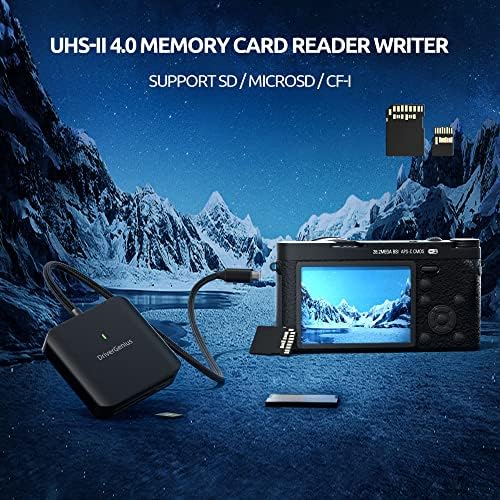 DriverGenius HB080 | 3-во-1 Компактен Читач На Флеш Картички USB-C UHS-II SD 4.0/MicroSD 4.0 Читач На Картички