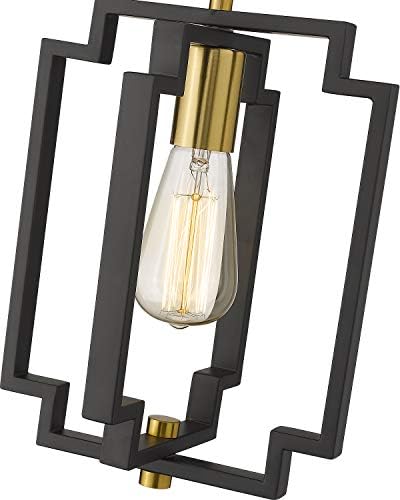Emliviar Industrial Pendant Light, 1-светло кујна што виси светло за прилагодување, црна и златна завршница, JE1981M1L BK+G