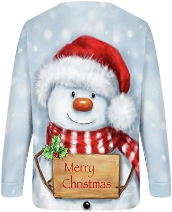 Christmasенски Божиќни џемпери врвови на врвови со долги ракави, трендовски фустани случајни пуловер удобни блузи