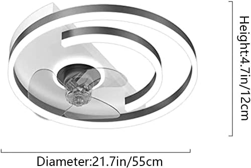 WRAJPQM 21,7 Инчи Модерен Нем Таван Вентилатор Светлина, Железо Уметност Затворен Таванот Вентилатор Со Светла, Мал Простор Низок