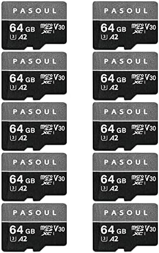 ПАСУЛ PACFA2-64GU30 MicroSD 64 GB UHS-I U3 V30 A2 Стандард, 4k Ултра HD Компатибилен, До 100 MB/s, Сет од 10