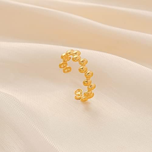 Евтини прстени за жени лесна луксузна личност мода бонбони обоени не'рѓосувачки челик отворање на капење геометриски пол -точки прилагодлив прстен