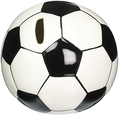 Космос фудбалска топка свинче банка, 4 3/4 x 4 3/8 x 4 1/4 H, црно -бело