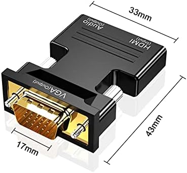 Adapter SeliaCr HDMI до VGA со 3,5 mm аудио кабел, 1080p 60Hz HDMI до VGA конвертор, HDMI женски до VGA машки компатибилен адаптер