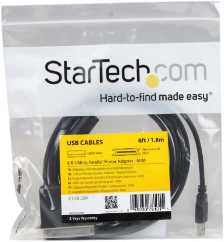 Startech.com 6 ft. USB до паралелен адаптер за порта - IEEE -1284 - машки/машки - USB до Centronic Cable