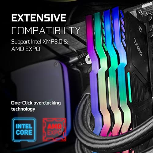 Geil Polaris RGB DDR5 RAM меморија, 32 GB 5200MHz 1,25V, AMD компатибилен, долга DIMM со голема брзина на десктоп меморија, хардкор потопно гејминг/мултимедијална