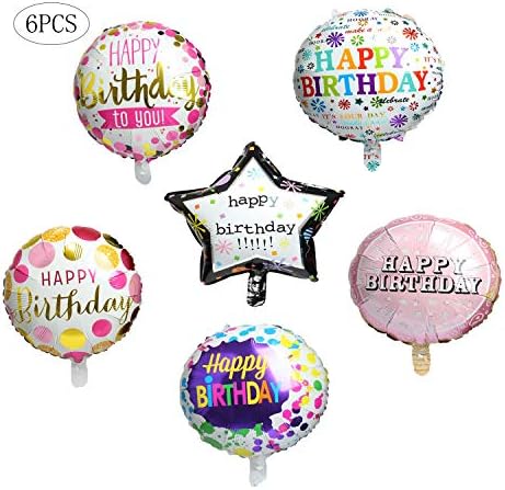 Среќен Роденден Фолија Балони Круг Милар Хелиум Балон Партија Украси Снабдува 6 парчиња