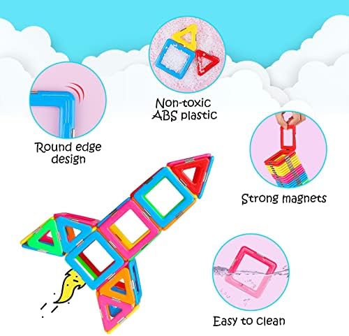 Idoot магнетски плочки блокови за градење играчки за деца, магнетски матични играчки за 3+ годишни момчиња и девојчиња кои учат со играње поставени