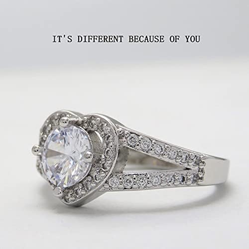 Yistu ефтини прстени за жени ангажман во форма на срце, персонализиран принцеза Дијамант прстен циркон прстен прстен сет 11