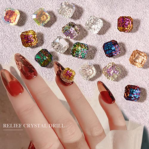Накит за накит на ноктите скапоцени камења вештачки квадратни дијаманти rhinestones нокти уметнички декорација за салон за нокти дома DIY