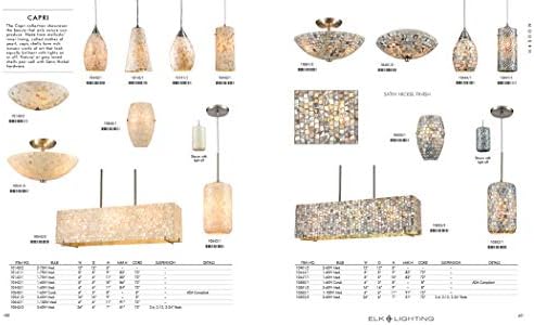 Elk 10142/6RC 30 од 11-инчен капри 6-светло приврзок со стаклена сенка, финиш на сатен никел