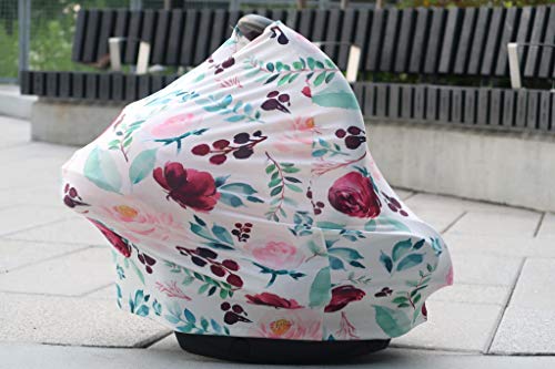 Капак За Бебешко Седиште За Бебиња Со Торбичка За Носење Доење/Доење 3 во 1 Повеќекратна Употреба Екстра Мека Цветна Крошна За Автомобилско