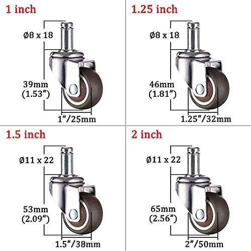 Колички Мебел,тркалца 1/5 ПАРЧИЊА 1/1, 25/1, 5/2 Инчи 360 Степени Вртливи Тркала Гумени Тркала Тркалца За Стол Тивки Тркала