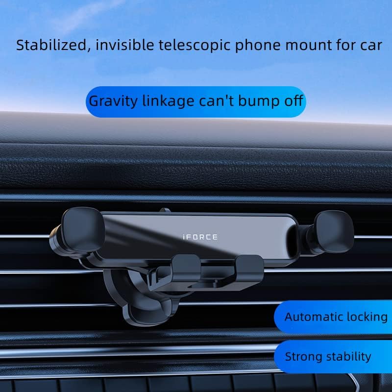 Mountелејф Телефон за напојување за автомобил, држач за мобилни телефони со еден облик на автомобил надграден гравитационен држач за автомобили,