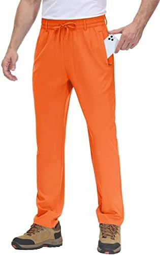 Брзи суви атлетски панталони за мажи Магкомен, права панталони за пешачење со патеки со патенти со џебови