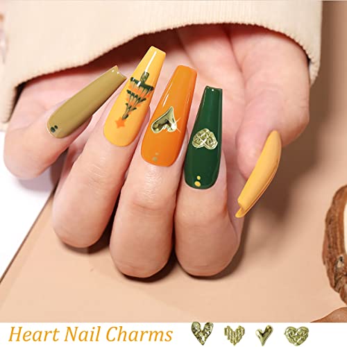 Xeaohesy 40 парчиња злато легура срцеви шарми за нокти loveубов срцев нокти привлечност 3Д Божиќ loveубов срцев нокти столпчиња
