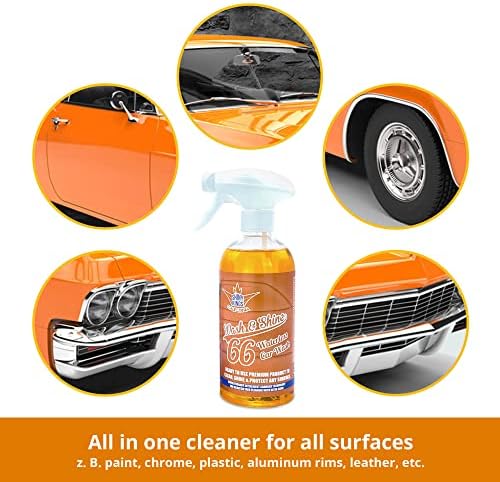 Shinykings Wash & Shine 66 Waterless Car Wash | Ефект на сјај на ултра автомобил | Моќен сапун за автомобили за сите површини | Чистач за автомобили без гребење | 16.9 fl.oz.