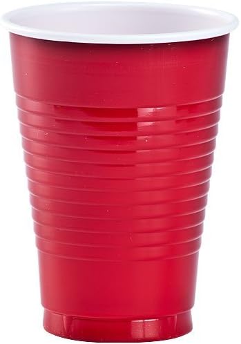 Партиски Димензии 20 Брои Пластични Чаши, 12-Унца, Црвено
