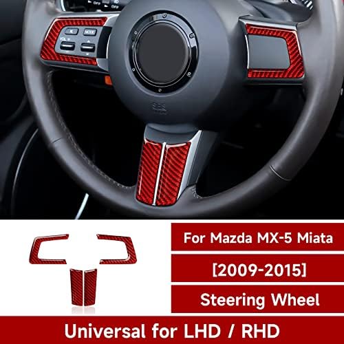 4PCS јаглеродни влакна воланот за налепници за налепници на налепници се вклопуваат за Mazda MX-5 Miata MX5 NC 2009 2010 2011