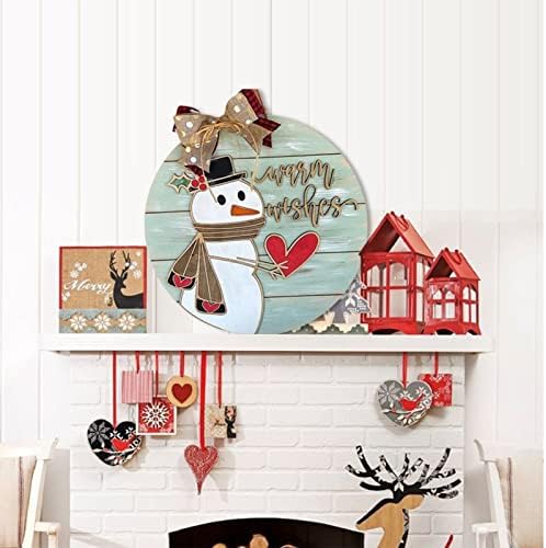 Божиќни украси за овошје - закачалка за врата на вратата за Божиќни одмор - Снежана зимска врата закачалка за влезната врата - заокружена