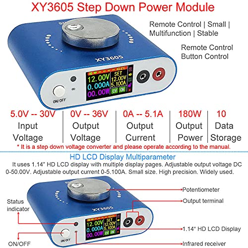 DC-DC 5A 180W Чекор нагоре/надолу модул за напојување далечински управувач/засилување на напон конвертор Програмабилен TFT LCD дисплеј