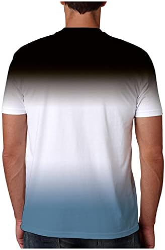 Tianyafod летен краток ракав маичка за мажи моден градиент екипа на екипажот пуловер Туника врвот плус големина или обични спортски кошули