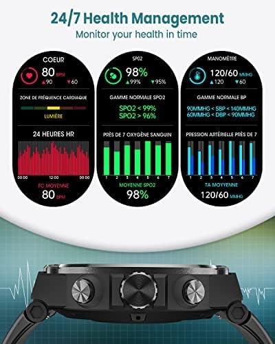 Воен Паметен Часовник За Мажи, 2023 Најновиот Тактички Паметен Часовник Bluetooth За Android И iPhone, Водоотпорен Надворешен Фитнес Тракер 5ATM Со Отчукувањата На Срцето/SpO2/Спие?