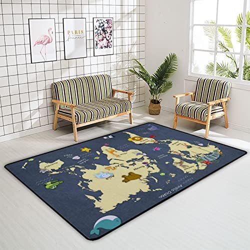 Xollar 72 x 48 во големи детски области килими со мапа мапи животни мека расадник бебе плејматски килим за детска соба за играње дневна соба