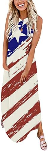 Миашуи Кратка Обвивка Фустан За Жени Денот На Независноста Печатење Лабава Сарафан Долг Фустан Вкрстен Спортски Фустан за