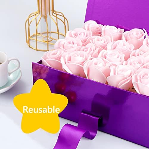 Кутии за подароци Juginguan 5 со панделки, сјајни пурпурни магнетни кутии за подароци за подароци, кутии за предлози за деверуша за сите прилики